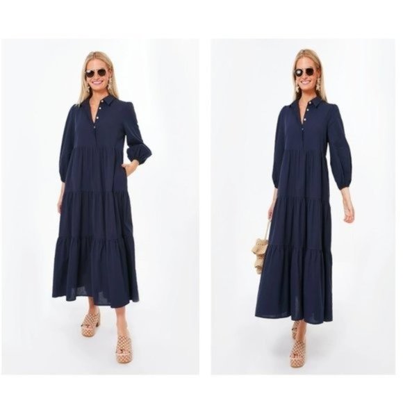 Pomander Place Dresses & Skirts - Pomander Place | NEW Navy Mabel Three-quarter Puff Sleeve Maxi Dress Size XS
